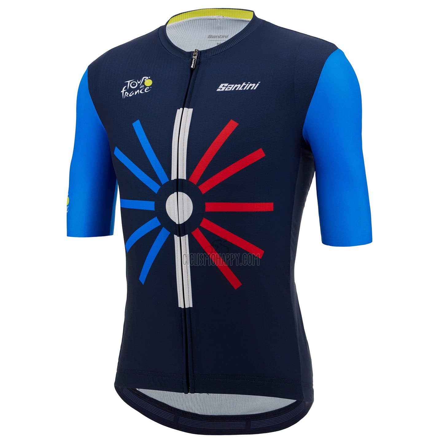 Tour de France Cycling Jersey Bib Short 2023 Men Short Sleeve Black Blue